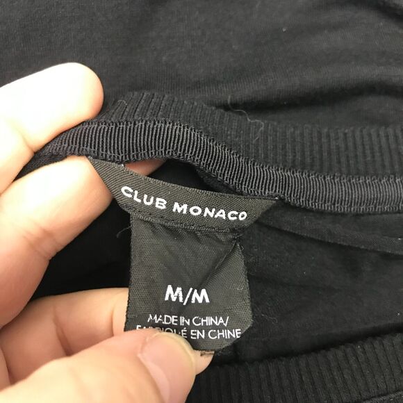 Club Monaco Top Womens Medium Black Scoop Neck 3/4 Sleeve Pullover Stretch - Picture 6 of 11